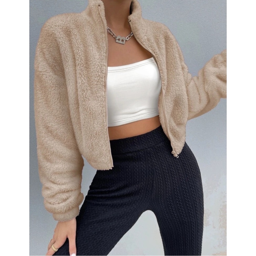 SHEIN Cropped Drop Shoulder Zip Up